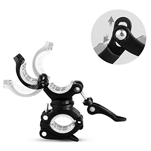 Soporte para linterna de bicicleta en paquete de 2 unidades con clip de rotación ajustable de 360º 3
