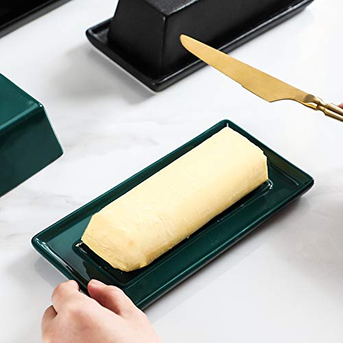 Sizikato Porcelain Butter Dish With Lid, Matte Black-7.5 Inch #TOP5