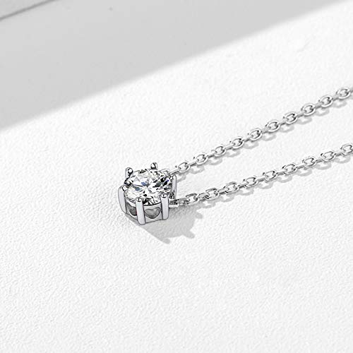 Chicsilver Round Cut Birthstone Necklace 925 Sterling Silver April Birthstone Small Cubic Zirconia White Diamond Pendant Necklace For Women Teen #TOP7