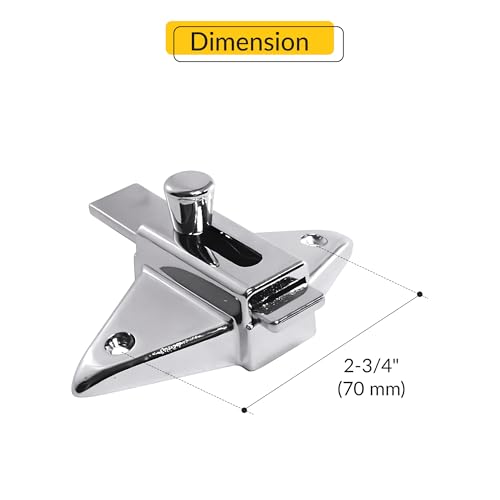 Brixwell 91-79a Slide Latch and Keeper Set With Chrome Plated Finish, Zinc Material, Surface-Mounted, 2-3/4" Latch Hole Centers, Fits 1-1/4" Square Edge Pilaster, Includes Fasteners by BRIXWELL - Image 2