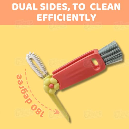 Image of Cots and Cuddles 1pc Bottle Cleaning 3-in-1 Silicone Cleaning Kit for Baby Milk Bottles, Nipple Cleaner and Straw Tool |Multipurpose Scrubbing Brush |Random Colour (Flower)