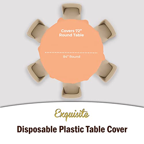 Image of Party Solids Peach Round Plastic Tablecloth - 84 Inch, Pack of 24