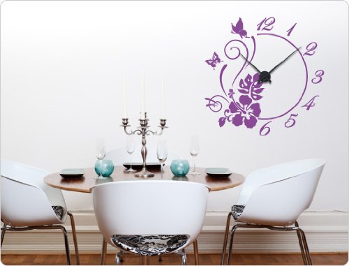 I-love-Wandtattoo 'I Love de pared adhesivo 11523 pared adhesivo de reloj Flores y Mariposas