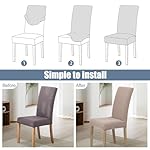 Dining Chair Cover,Dining Room Chair Covers Set of 4,Jacquard Stretch Kitchen Chair Cover,Detachable Washable Dining Chair Cover,Parsons Chair Slipcovers Protective,for Home,Restaurant,Banquet(Khaki) - Image 4