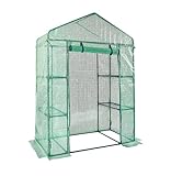 Walk-in Greenhouse 4.6x2.4x6.7ft, PE Cover, Steel Frame, Shelves - Plant Starter, Outdoor Garden, Seed Germination, Portable Grow Tunnel