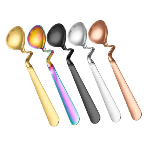 Healifty 5 Piezas Cucharas Para Mezclar De Acero Inoxidable Cucharas De Postre s Forma Para Café y Postres Utensilios Hogar