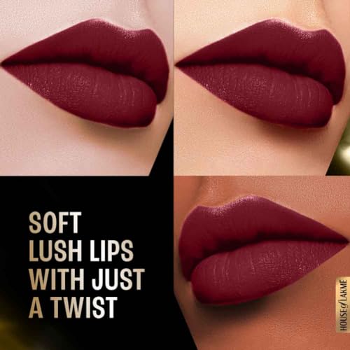 Image of Lakme Forever Matte Lipstick, Waterproof, Non Drying, Creamy Matte Bullet Lipstick Made With French Rose Oil Extracts, Plum Obsession, 4.5g