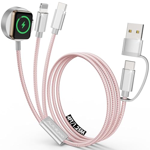 Image of Travel Essentials,Multi Charging Cable for Apple Watch iPhone Charger Pink