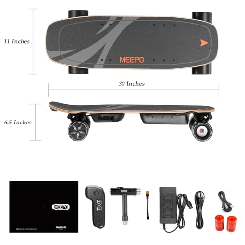 MEEPO MINI3S Electric Skateboard with Remote, 28 MPH Top Speed, 17 Miles Range, 330 Pounds Max Load, Maple Cruiser for Adults and Teens, Mini 3S
