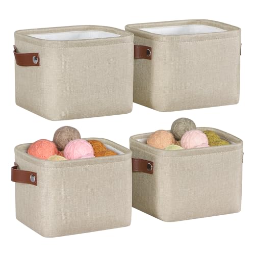 Kntiwiwo Small Fabric Storage Bins, 7.8x6.7x5.9 inch Mini Storage Cubes