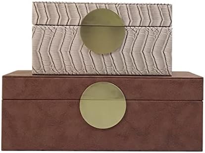 Set Of 2 Pcs Decorative Boxes for Women,Travel Jewelry Case with Lid,Organizer Display Storage Holder Boxes Lots of Storage Space PU Leather Soft Lining for Rings Earrings Necklace Bracelets,A