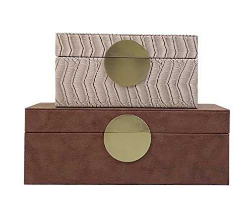 Set Of 2 Pcs Decorative Boxes For Women,Travel Jewelry Case With Lid,Organizer Display Storage Holder Boxes Lots Of Storage Space Pu Leather Soft Lining For Rings Earrings Necklace Bracelets,A #TOP1