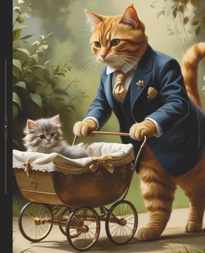 Romantic Regency Cat Notebook | Vintage Victorian Journal for Teens, Young Adult Catcore Fans: 120 wide rule pages, 7.5 x 9.25 i