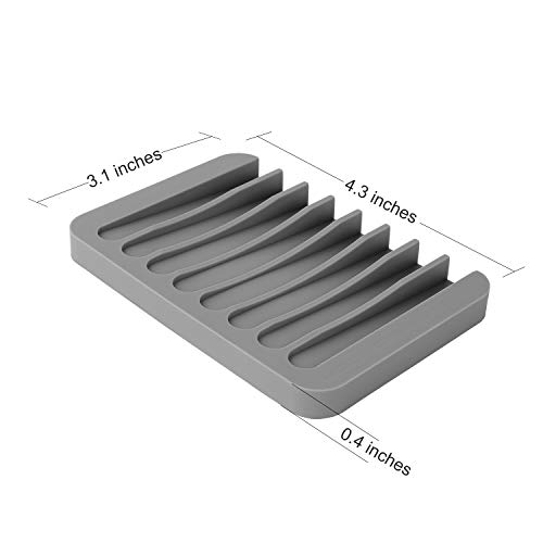 Anwenk 3Pack Soap Dish For Shower Waterfall Soap Holder Soap Tray Soap Saver Drainer Flexible Silicone For Shower/Bathroom/Kitchen/Counter Top,Keep Soap Bars Dry Clean,Easy Cleaning- Grey #TOP3