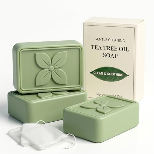 Tea Tree Antifungal Soap Bar 3 x 115g | for Face & Body Gentle Daily Cleansing for Sensitive Skin Natural Bar Soap for Men and Women