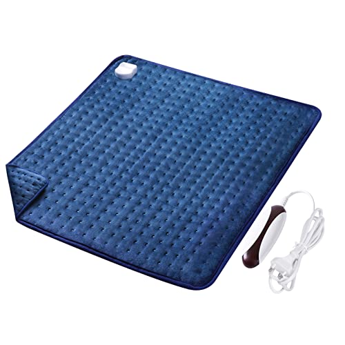 Heizkissen mit Abschaltautomatik Elektrisches Wärmekissen 50 x 60cm mit 5 Schnellheiztechnologien, Überhitzungsschutz für Rücken, Schultern, Nacken, Dunkelblau Cover