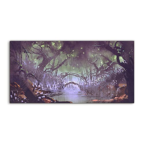 Fantasy landscape forest tableau acrylique panoramique pour chambre