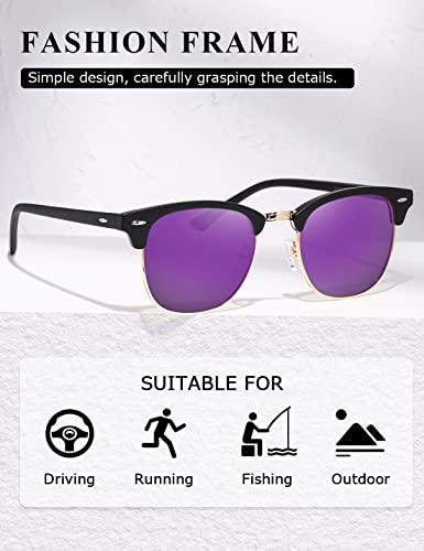 Image of AEVOGUE Polarized Semi Rimless Sunglasses for Men Women, Retro UV400 Sun Glasses for Driving Outdoor
