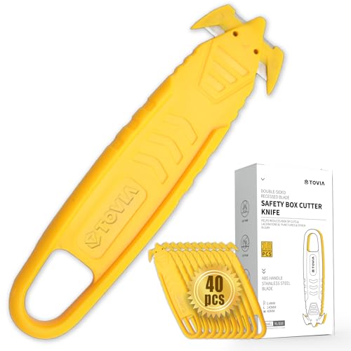 Image of 40 Pcs Safety Box Cutter T TOVIA Knife of Double-sided Recessed Concealed Blade, Cutter Stainless Steel Package Opener