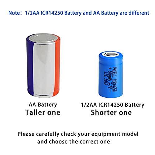 2 Pcs 3.7V Rechargeable Batteries 1/2Aa Lithium Ion Battery Icr14250 300Mah (Flat Top, 0.57 * 0.98Inch, Shorter Than Aa And Aaa #TOP2