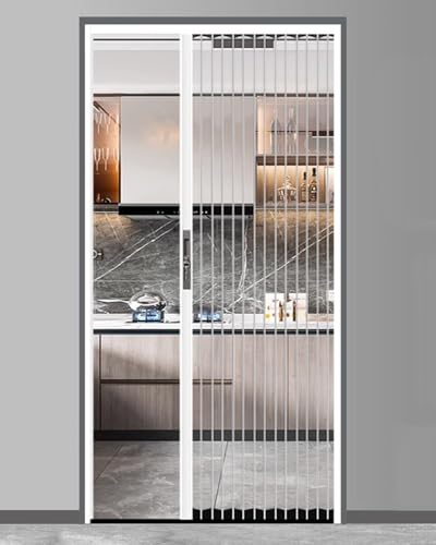 Porte pliante blanche sans perçage avec panneau acrylique transparent pour cuisine