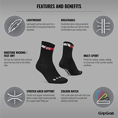 Image of GripGrab Classic Summer Cycling Socks - Regular Cut, Coolmax Multipack | Breathable Coolmax mesh, stretch arch support, ~5 in. cut - single, 3-pack & 6-pack for road & indoor biking