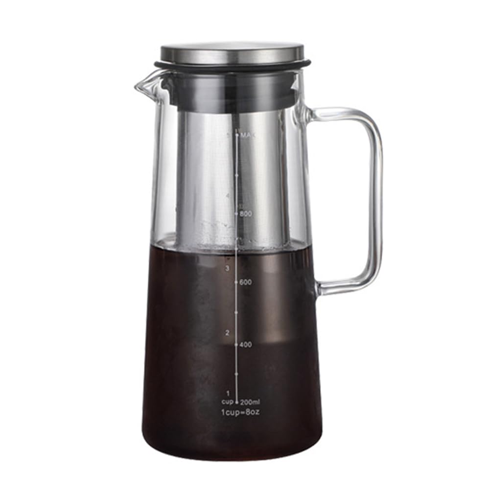 Cold Brew Macchina da caffè 36OZ in vetro e acciaio con filtro a rete fine a doppio strato
