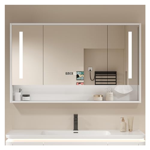 Armadietto da bagno con specchio a LED da parete, armadietto per medicinali con specchio, elegante contenitore per bagno, 150 cm, con illuminazione integrata