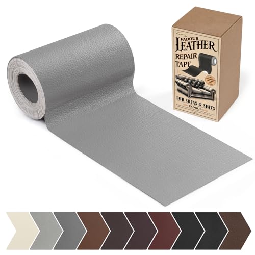 Fadoub Leather Repair Patch, 4 x 63In Self Adhesive Leather Repair Tape for Furniture, Vinyl Repair Tape for Repairing Vinyl, Couch, Sofa, Car Seats, Car Interior (Gray)