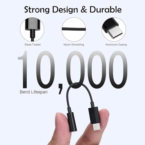 Image of Samsung Type C to 3.5mm Headphone Jack, Upgrade 32bit Hi-Fi Sound Compatible with Samsung Galaxy S24 /S23 /S22 /S21 /S20 (Ultra /Plus /Fe), Note 20 /20+ /10,Flip /S /A /F /M Series (Black)