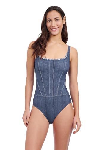 Profile by Gottex Women's Jeans Print One Piece Bathing Suit