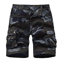 APTRO Mens Cargo Shorts Combat Casual Cotton Shorts with Multi Pockets Workwear Camo Black CS05 30