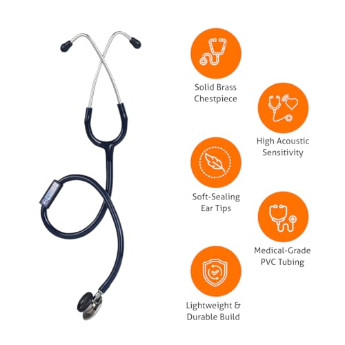 Image of BPL Medical Technologies ST-02 Brass Adult Chest Piece Stethoscope|High Acoustic Level, Versatile Chestpiece for Adult & Pediatric Use|Medical Instrument for Auscultation - Blue