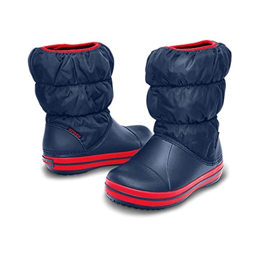 Crocs Winter Puff Boot Kids, Unisex - Kinder Schneestiefel, Blau (Navy/Red), 22/23 EU