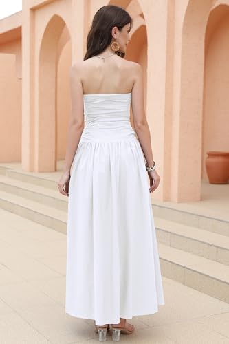 Yulaviniee Women's Strapless Tube Top Corset Maxi Dress for Wedding Guest, Elegant Party Dress3