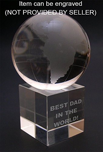 Amlong Crystal World Globe (2.2 Inch Diameter) On Crystal Display Stand Base - 3.75 Inches Tall #TOP2