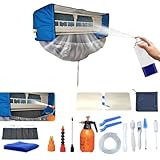 Kikepilm Kit De Nettoyage Pour Climatiseur Split(Panneaux Latéraux Améliorés), Avec Un Espace Supplémentaire Sac De Nettoyage Pour Climatiseur Split(bleu et blanc, petit, 18 pièces)