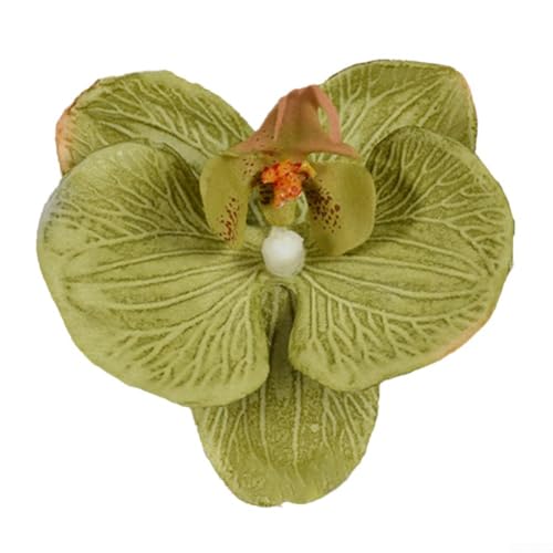 Lot de 6 têtes d'orchidée phalaenopsis artificielles en tissu pour décoration de mariage, Noël, maison, jardin, fête (F)