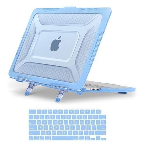 Image of MOSISO Compatible with MacBook Air 13 inch Case M5 M4 M3 M2, Air Blue | 2 in 1 Kit Honeycomb Shock Resistant Hard Case with Foldable Kickstand for MacBook Air 13.6 2026-2022 A3449 A3240 A3113 A2681