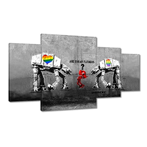 Tableau imprimé sur toile Banksy 160 x 90 cm pour habiller un mur vide