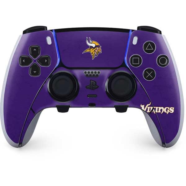 Skinit Decal Gaming Skin Compatible with PS5 DualSense Edge Pro Controller - Officially Licensed NFL Minnesota Vikings Distressed Design