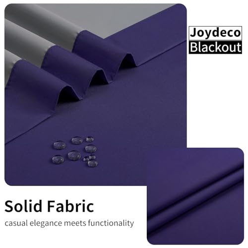 Image of Joydeco Navy Blue Blackout Curtains 63 Inch Length for Bedroom, Black Out Curtains 63 Inch Long 2 Panels Burg for Living Room, Thermal Insulated Solid 63 Inch Drapes with Grommets