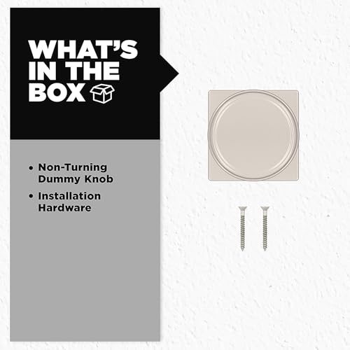 Image of Kwikset Maven Dummy Door Knob, Single Sided Handle for Closets, French Double Doors, and Pantry, Satin Nickel Non-Turning Square Interior Push /Pull Door Knob, with Microban Protection