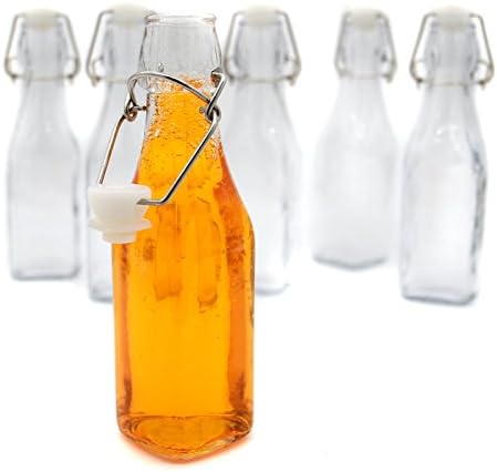 Clip Top Preserve Bottles - 250ml Set of 6 | Airtight Glass Cruet Dispenser Bottles | Ideal for Home Brewing | Vintage Style Vacuum Clip Seal | M&W