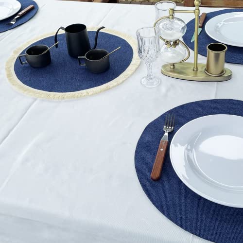Slow Cow Round Placemats Machine Washable Place Mats For Kitchen Table Mats 15 Inches Set Of 2, Dark Denim #TOP4