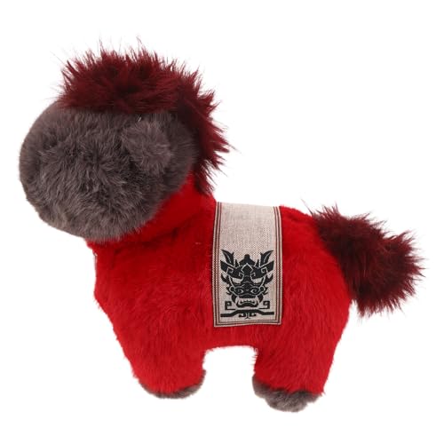 Mascotte en peluche cheval rouge 35 cm, le cadeau parfait pour le Nouvel An chinois