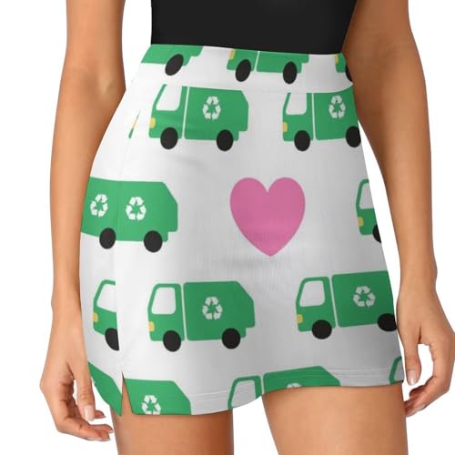 Women A-Line Skort Bodycon Built-in Safety Shorts Mid Waist Swing Pleated Skirts