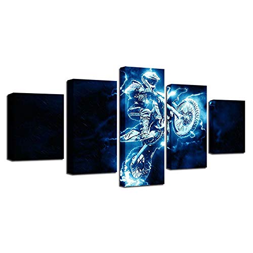 Impression sur toile intissée salon de la moto tableaux décoration murale HD photo 5 pièces