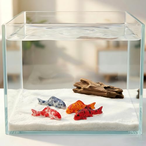 Image of Veemoon 5 Pcs Resin Fake Fish, 2.16 Inch Mini Aquarium Ornament, Artificial Goldfish Figurines Decor Glass Terrarium Fish Tank Ocean Landscape