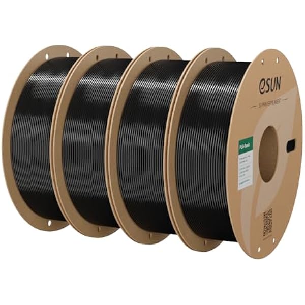 eSUN PLA Basic Filament 1.75mm do drukarki 3D 4x1kg Czarny | Dokładność wymiarowa +/- 0,03 mm. Płynne i szybkie drukowanie bez zapychania. Materiał premium dla drukarek 3D FDM.